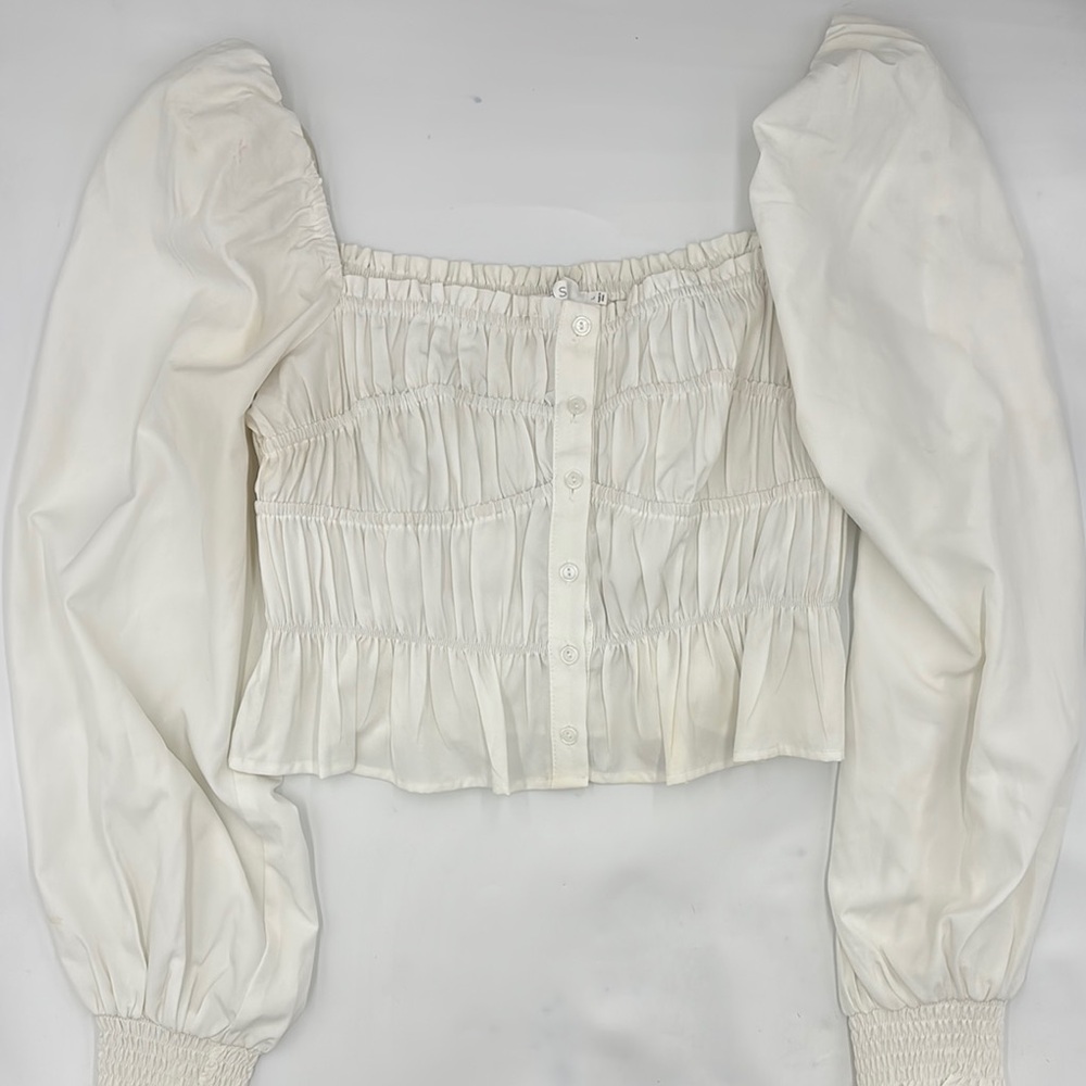 ASTR The Label Long Sleeve Smocked Square Neck Top